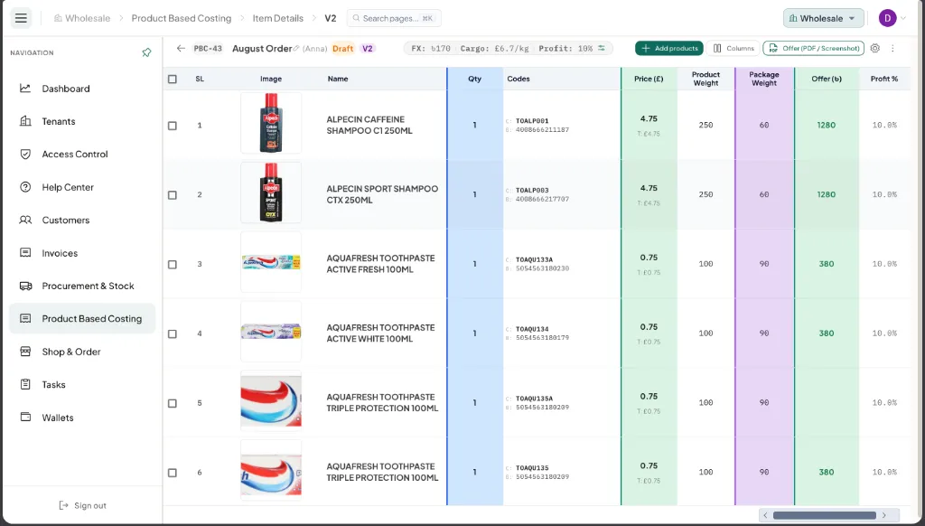 Product-Based Costing V2 — Pre-Order Demand, FX Rates & Profit Margin Modeling